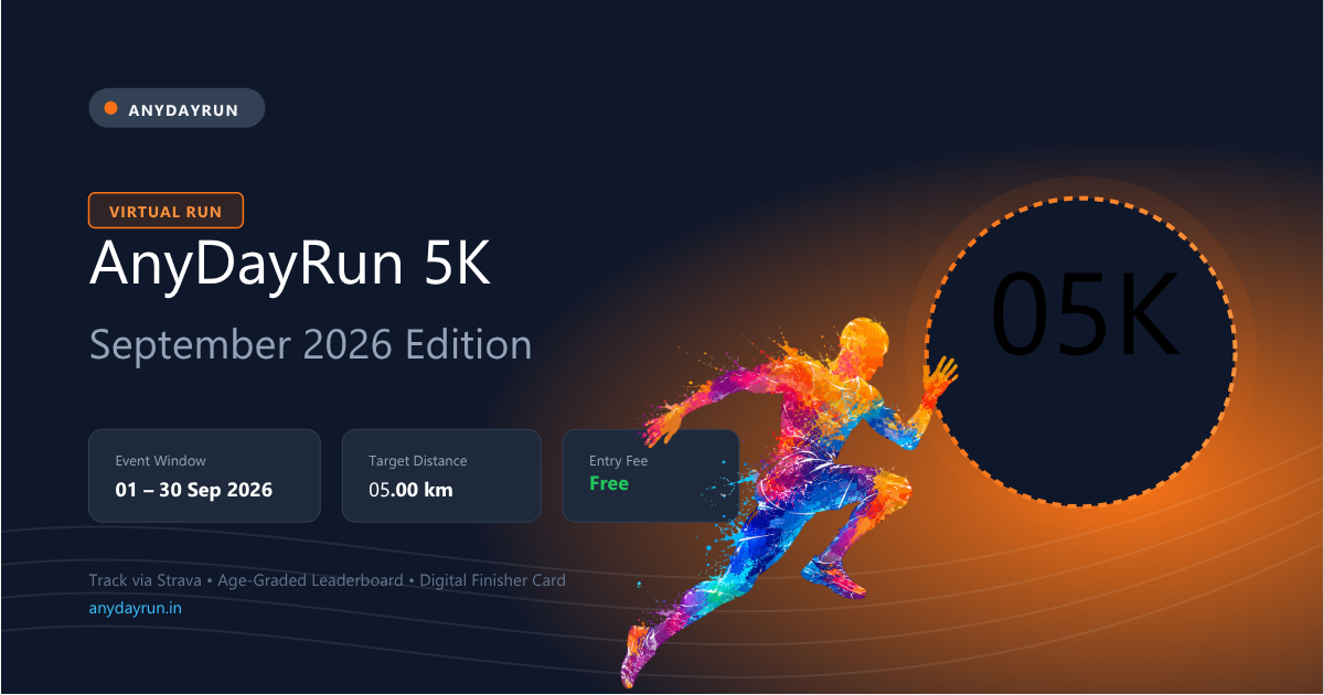 AnyDayRun September 5K virtual run challenge India banner